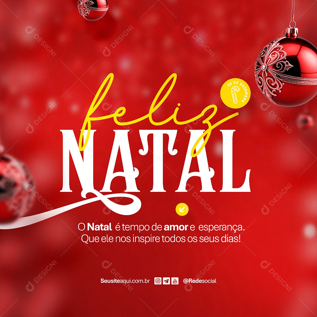 Feliz Natal 25 de Dezembro Social Media PSD Editável
