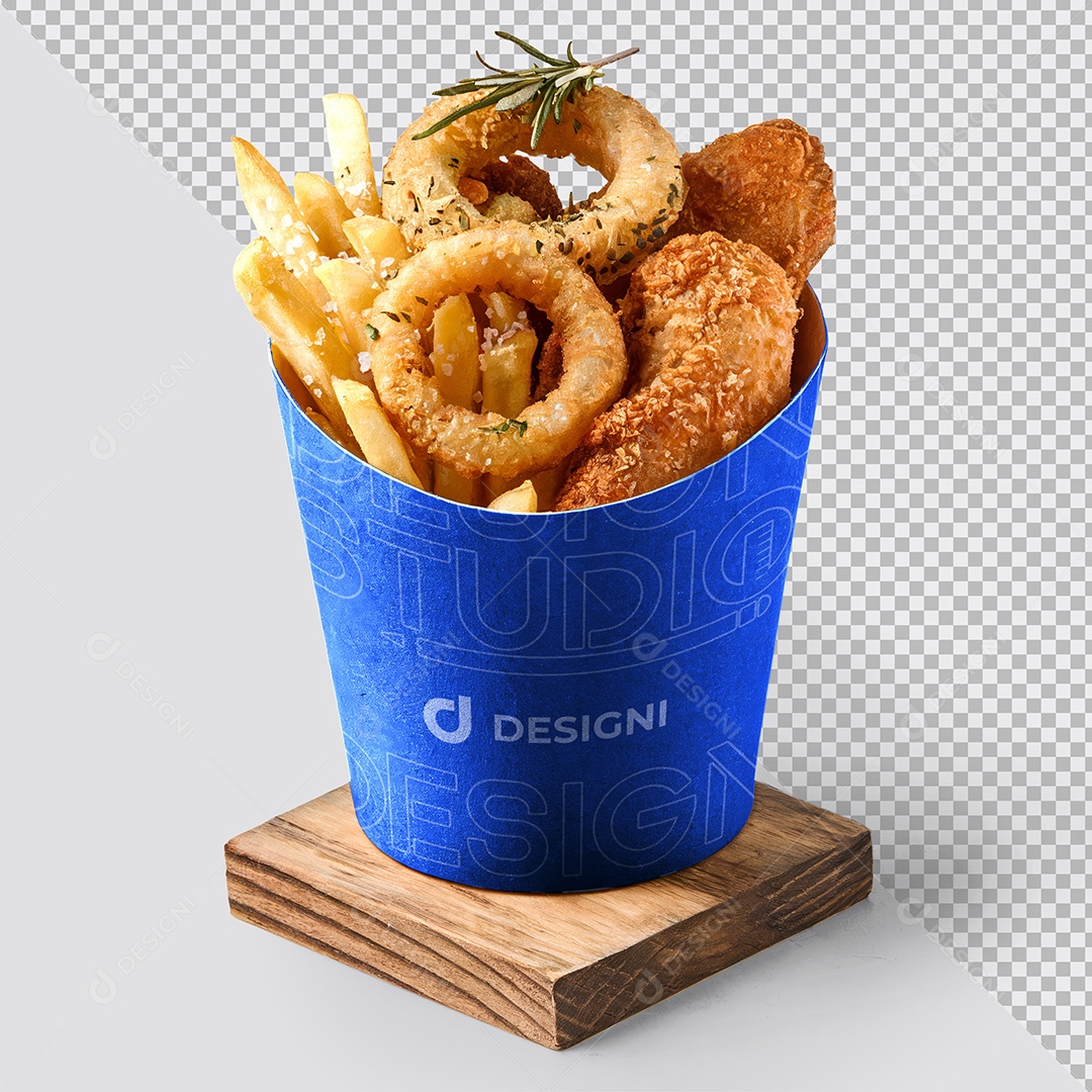 Mockup Combo Batata Frango Anéis de Cebola PSD Editável