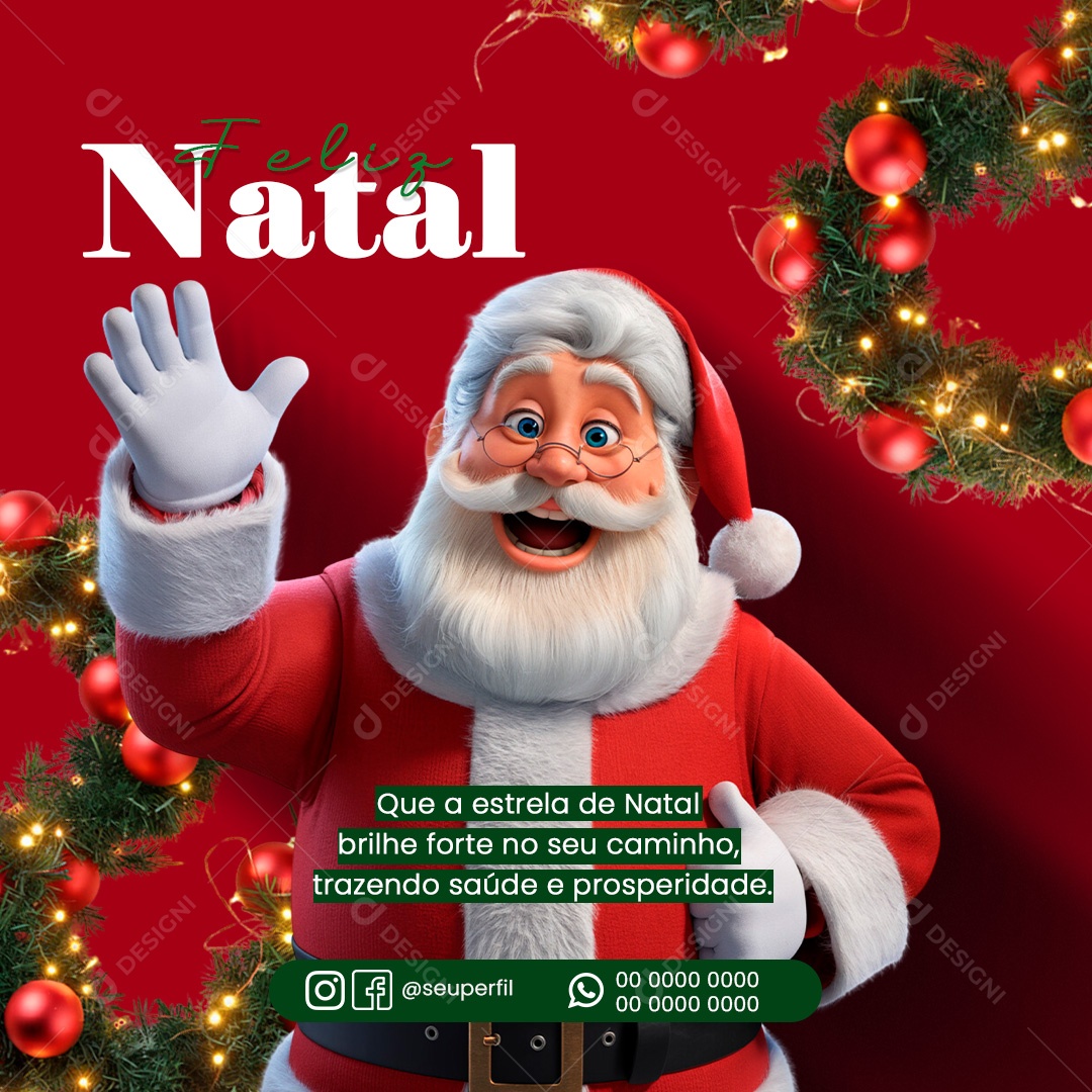 Feliz Natal 25 De Dezembro Saúde e Prosperidade Social Media PSD Editável