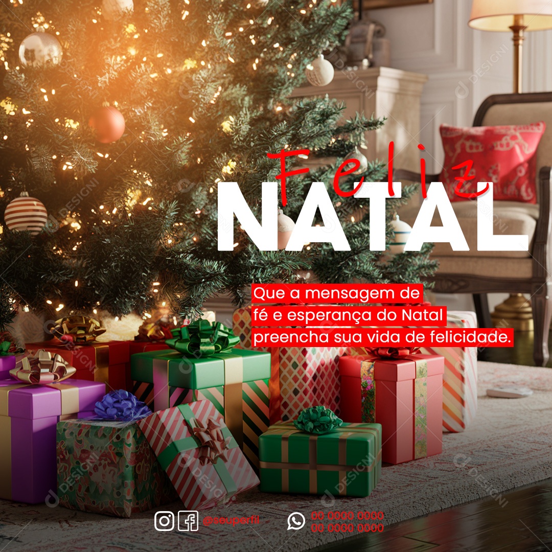 Feliz Natal 25 De Dezembro Laços De Amor e União Social Media PSD Editável