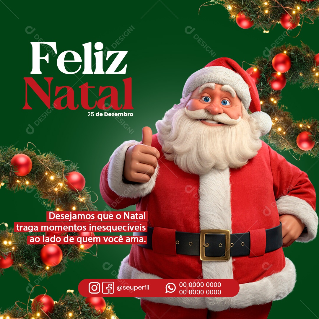 Feliz Natal 25 De Dezembro Momentos Inesquecíveis Social Media PSD Editável