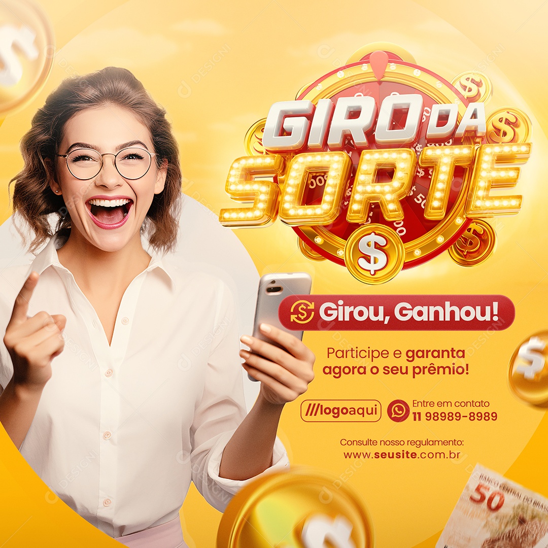 Giro da Sorte Participe e Garanta Social Media PSD Editável