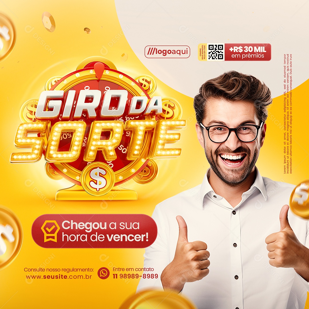 Giro da Sorte Chegou a Sua Hora de Vencer Social Media PSD Editável