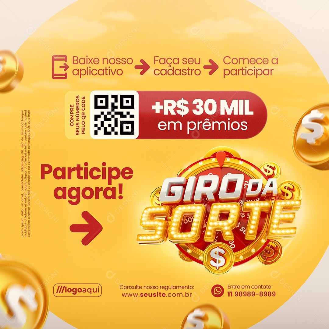Giro da Sorte Participe Agora Social Media PSD Editável