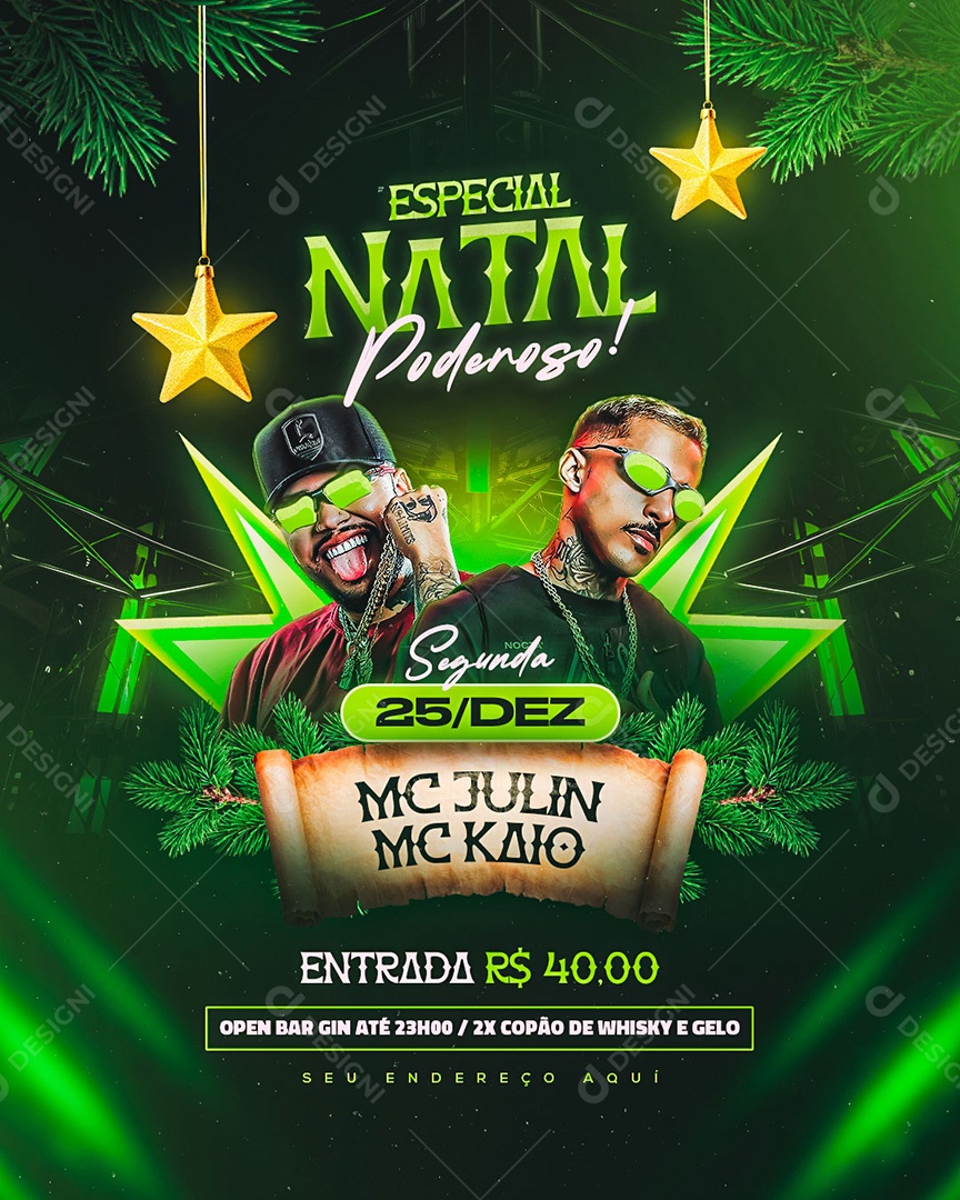 Flyer Natal do Poderoso Funk Feed Social Media PSD Editável