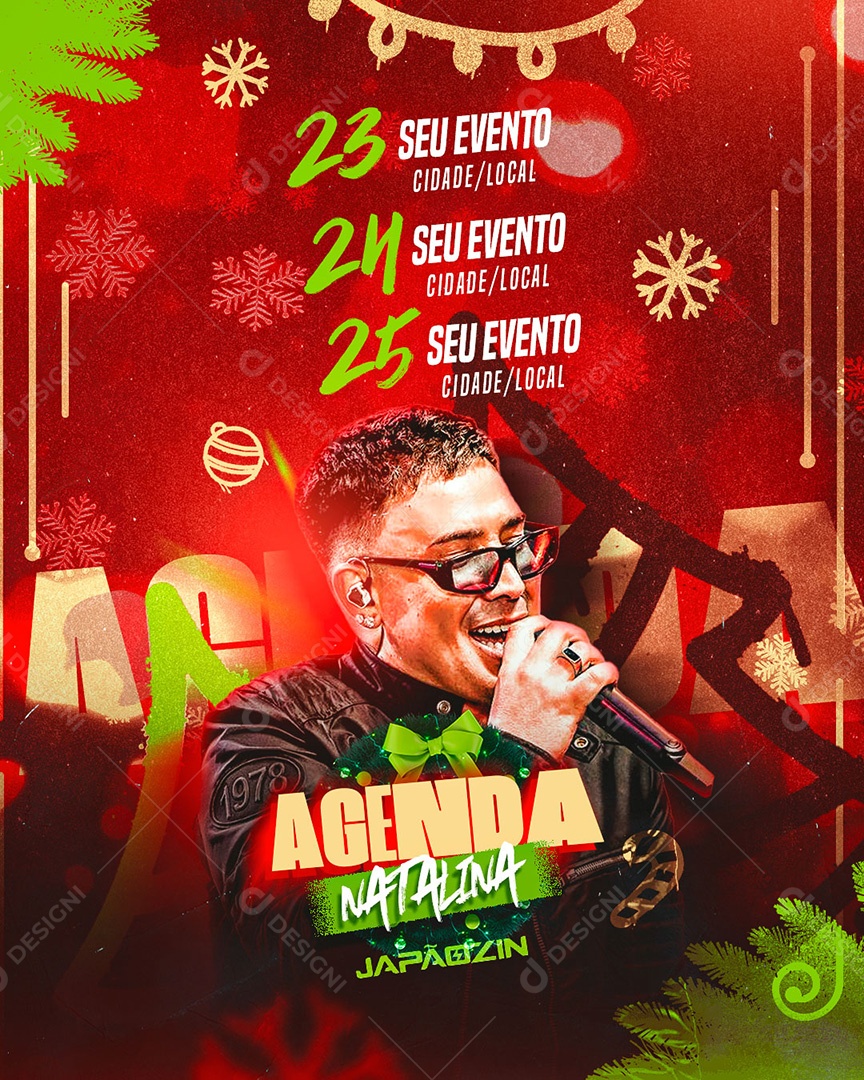 Flyer Agenda de Shows Japãozin Natal Feed Social Media PSD Editável