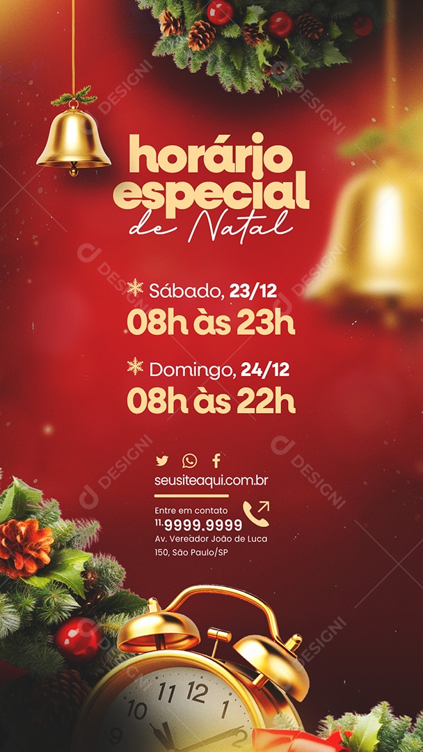 Horário Especial de Natal Story Social Media PSD Editável