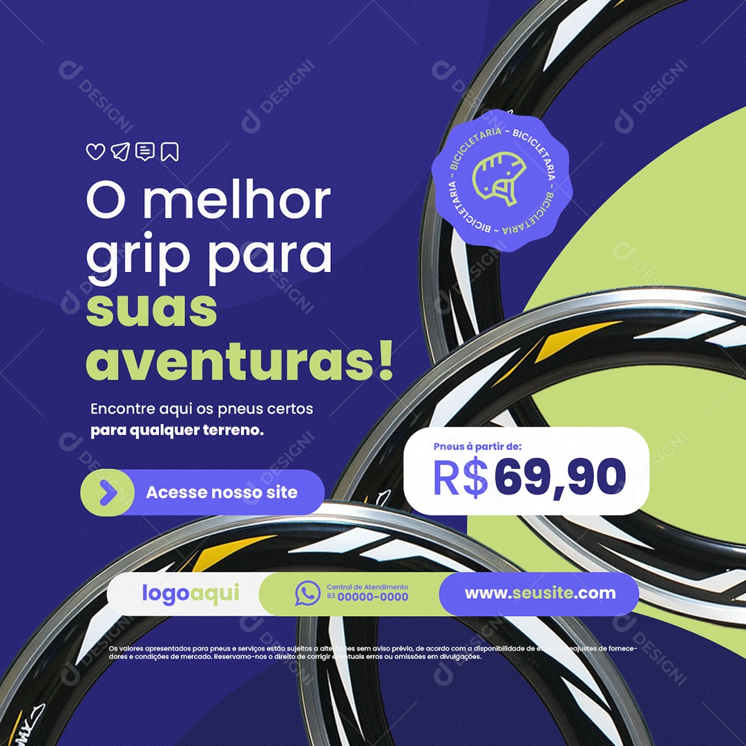 Bicicletaria O Melhor Grip para Suas Aventuras Social Media PSD Editável