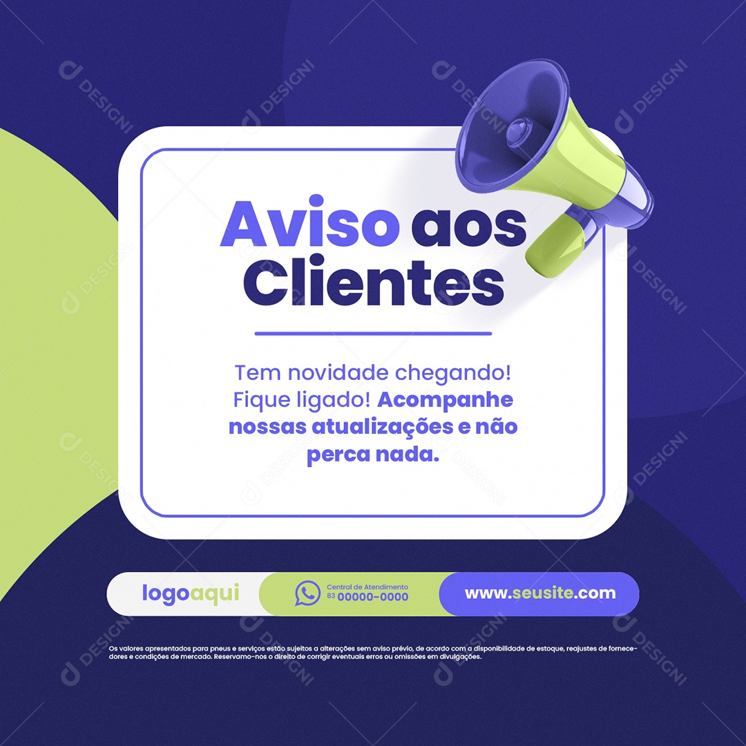 Bicicletaria Aviso aos Clientes Social Media PSD Editável