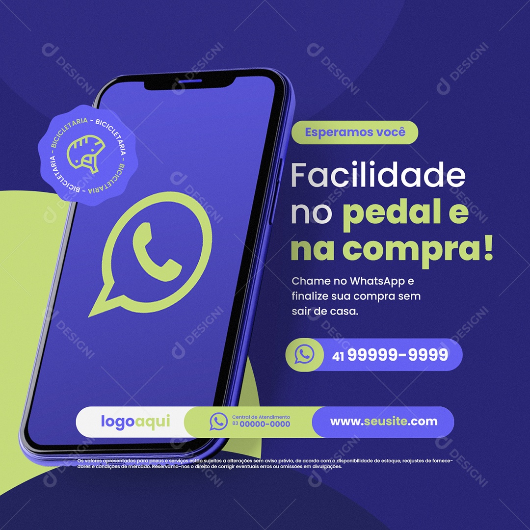 Bicicletaria Facilidade no Pedal e na Compra Social Media PSD Editável