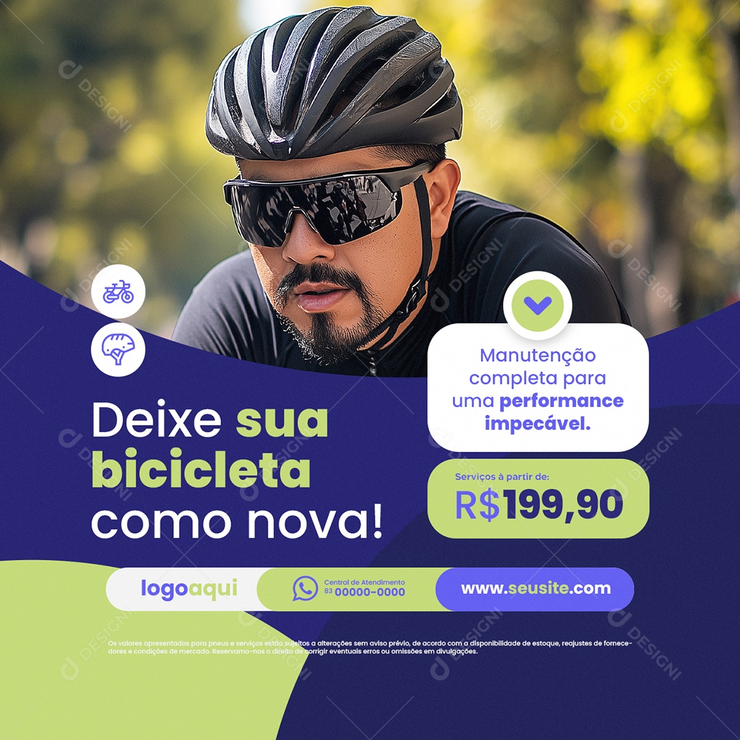 Bicicletaria Deixe sua Bicicleta Como Nova Social Media PSD Editável