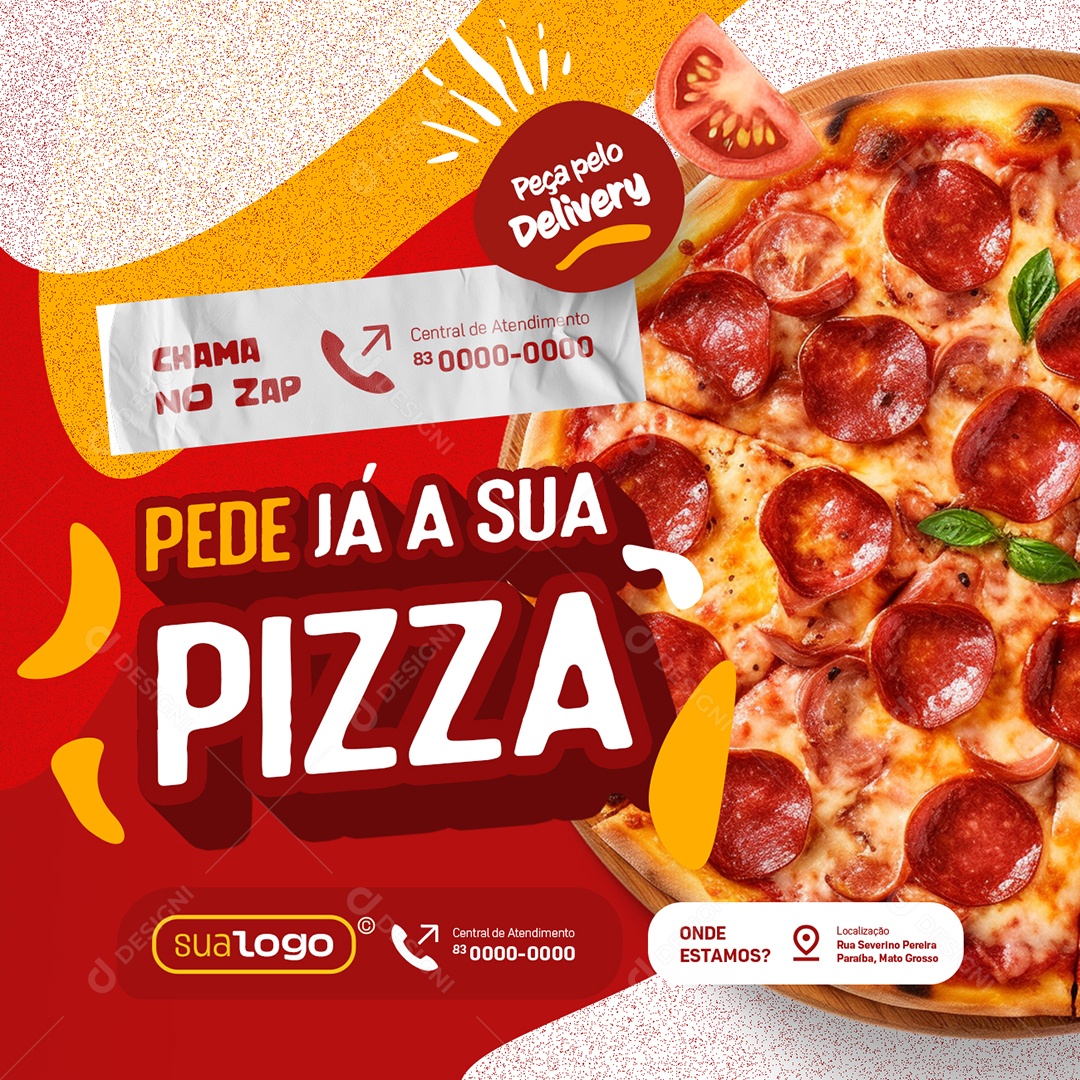 Fast Food Pede Já a Sua Pizza Peça pelo Delivery Social Media PSD Editável
