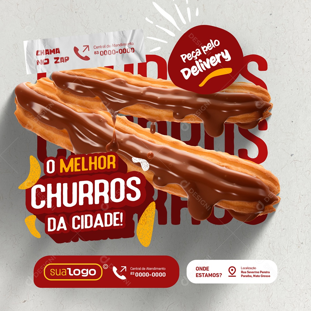 Fast Food O Melhor Churros da Cidade Peça Pelo Delivery Social Media PSD Editável