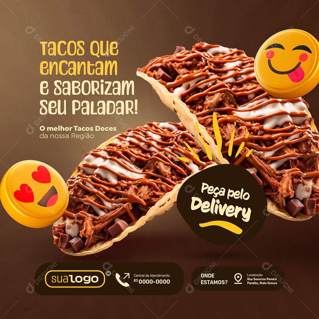 Fast Food Tacos Que Encantam Peça Pelo Delivery Social Media PSD Editável