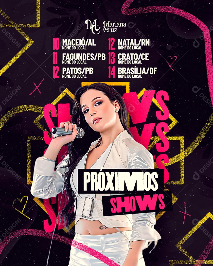 Flyer Próximos Shows Mariana Cruz Social Media PSD Editável