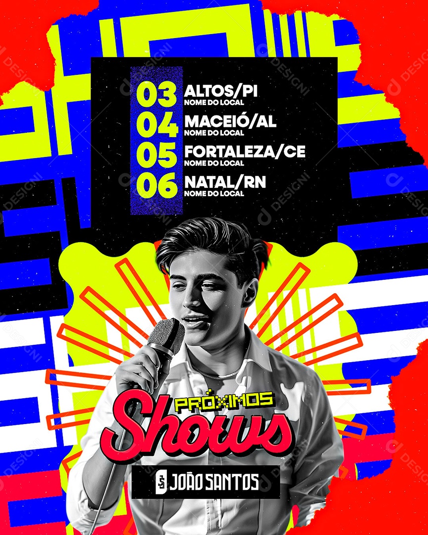 Flyer Próximos Shows João Santos Social Media PSD Editável