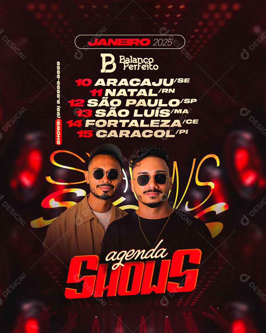 Flyer Agenda Shows Janeiro 2025 Social Media PSD Editável