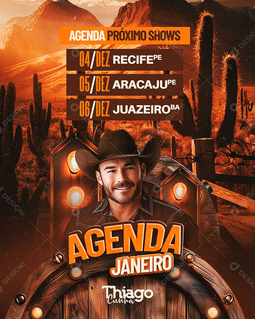 Flyer Agenda Próximos Shows Agenda Janeiro Social Media PSD Editável