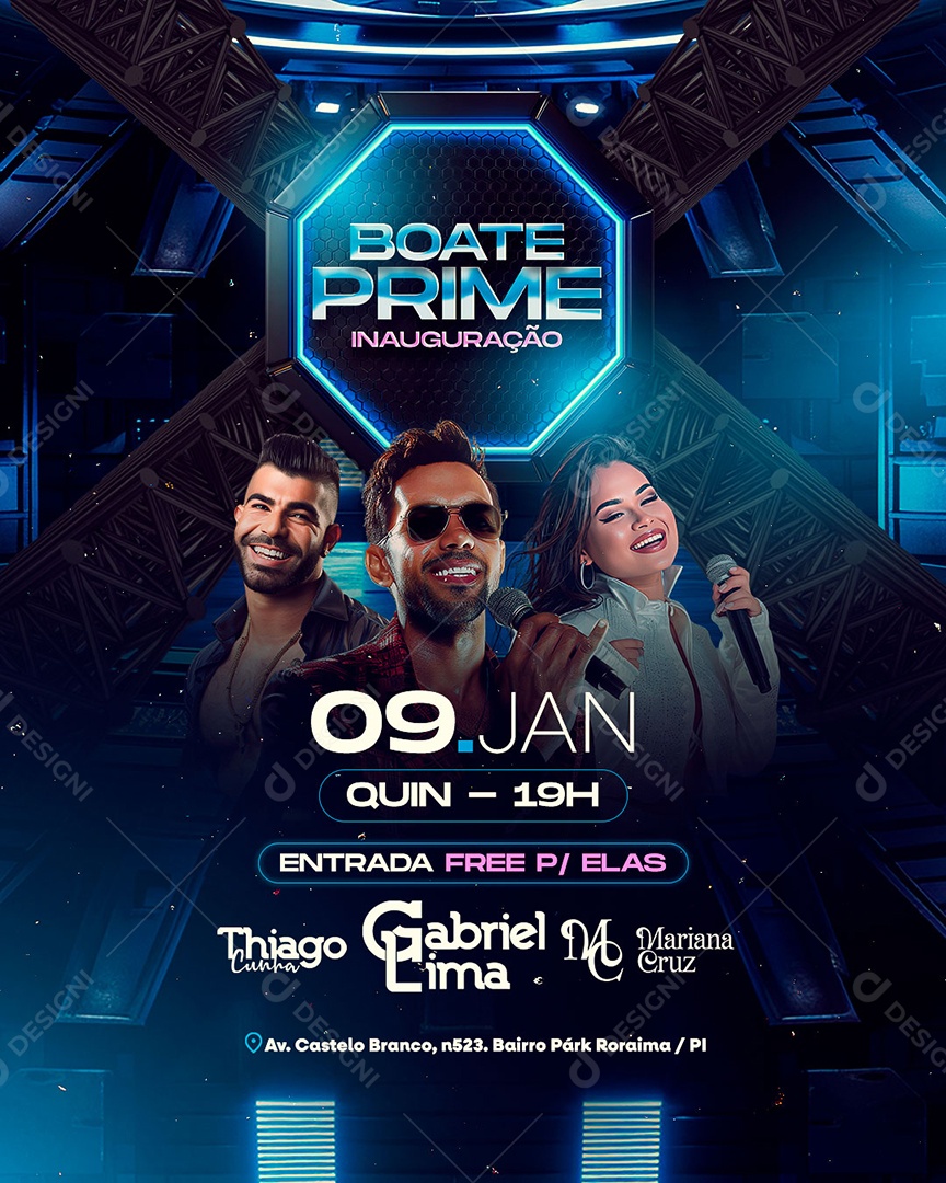 Flyer Boate Prime Inauguração Social Media PSD Editável