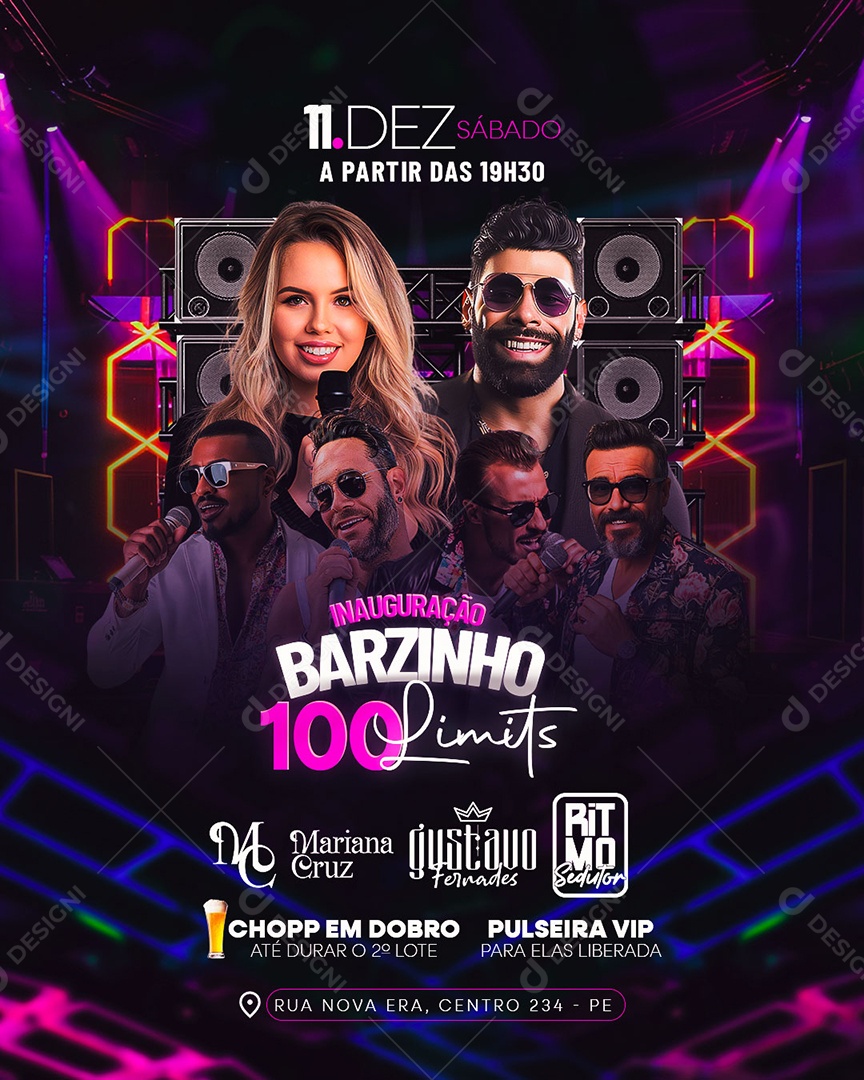 Flyer Inauguração Barzinho Sem Limites Social Media PSD Editável