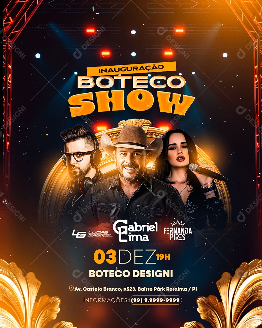 Flyer Inauguração Boteco Show Social Media PSD Editável