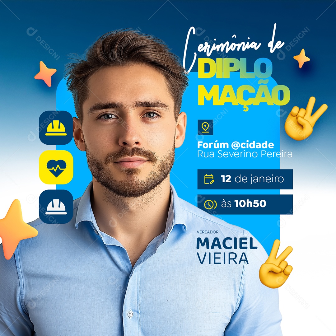 Cerimônia de Diplomação Vereador Maciel Vieira Social Media PSD Editável