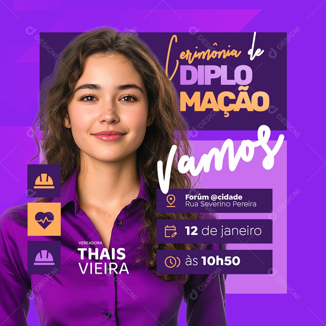 Cerimônia de Diplomação Vereadora Vamos Thais Vieira Social Media PSD Editável