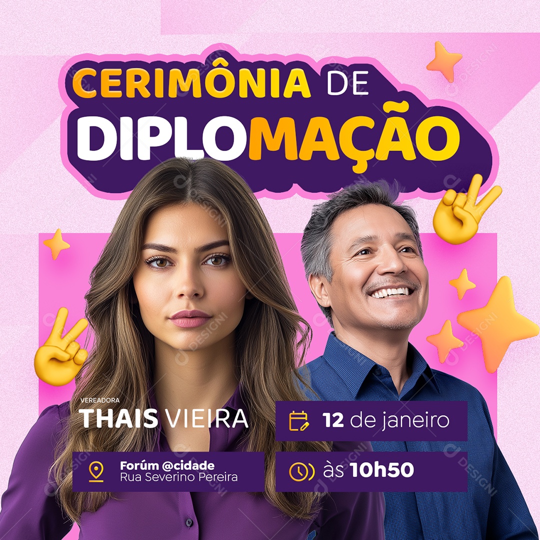 Cerimônia de Diplomação Vereadora Thais Vieira Social Media PSD Editável