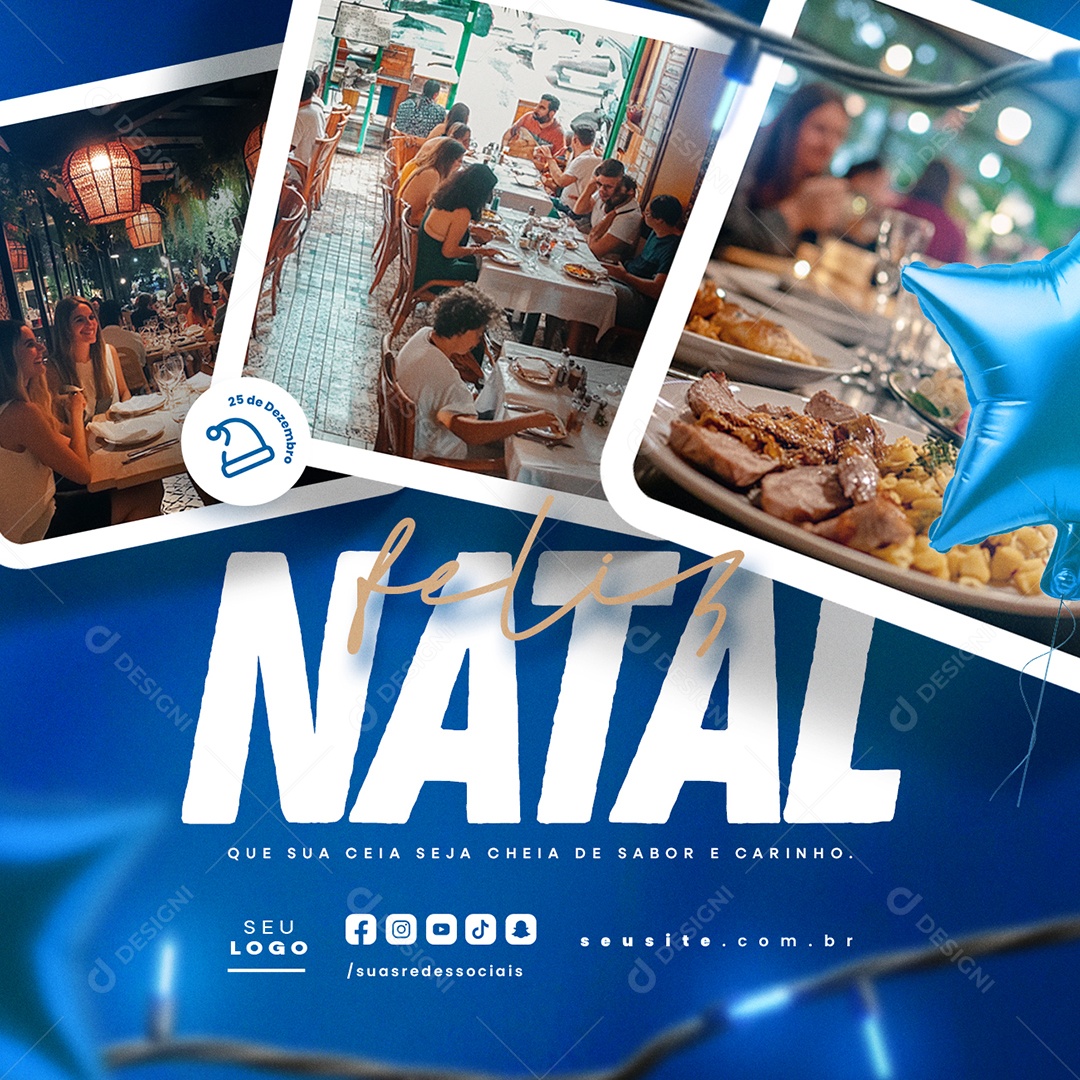 Feliz Natal 25 De Dezembro Restaurante Social Media PSD Editável