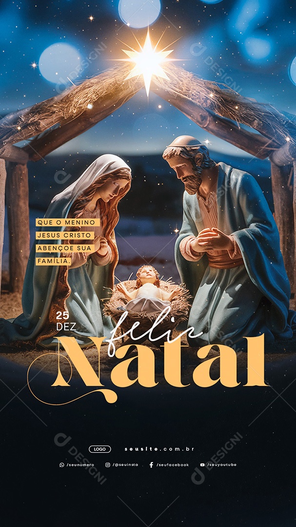 Story Feliz Natal 25 de Dezembro Que o Menino Jesus Cristo Social Media PSD Editável