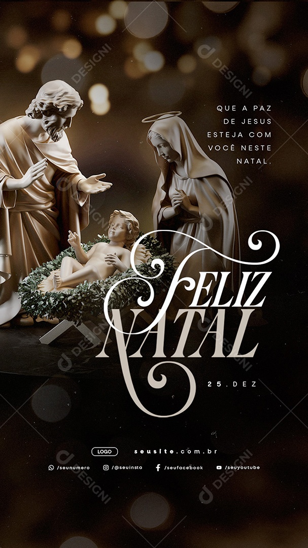 Story Feliz Natal 25 de Dezembro Que a Paz de Jeusus Social Media PSD Editável