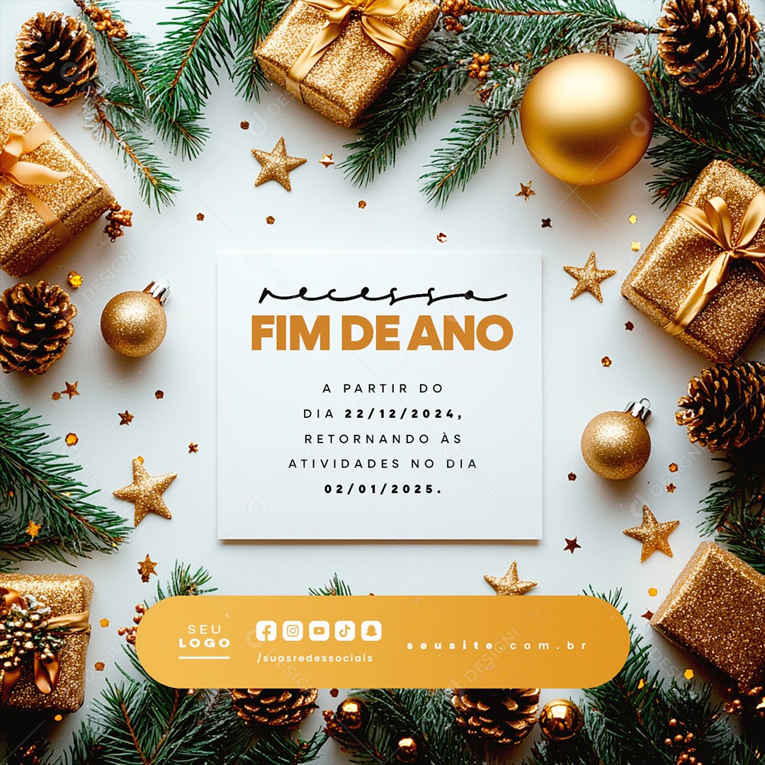 Recesso Fim De Ano Retornando às Atividades Social Media PSD Editável