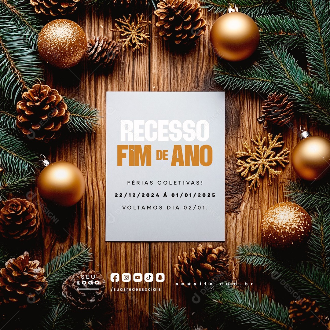 Recesso Fim De Ano Férias Coletivas Social Media PSD Editável