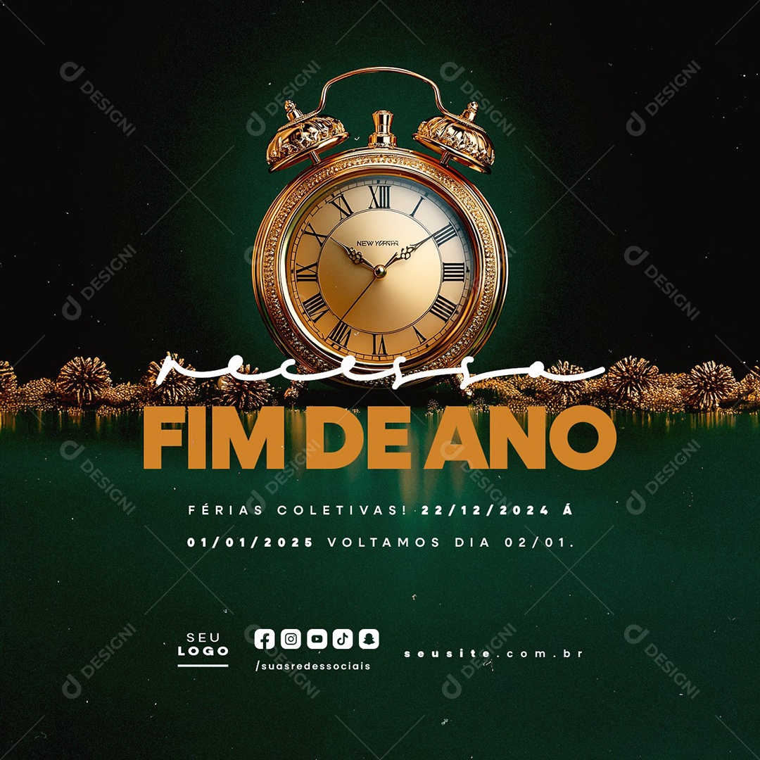 Recesso Fim De Ano Férias Coletivas Social Media PSD Editável