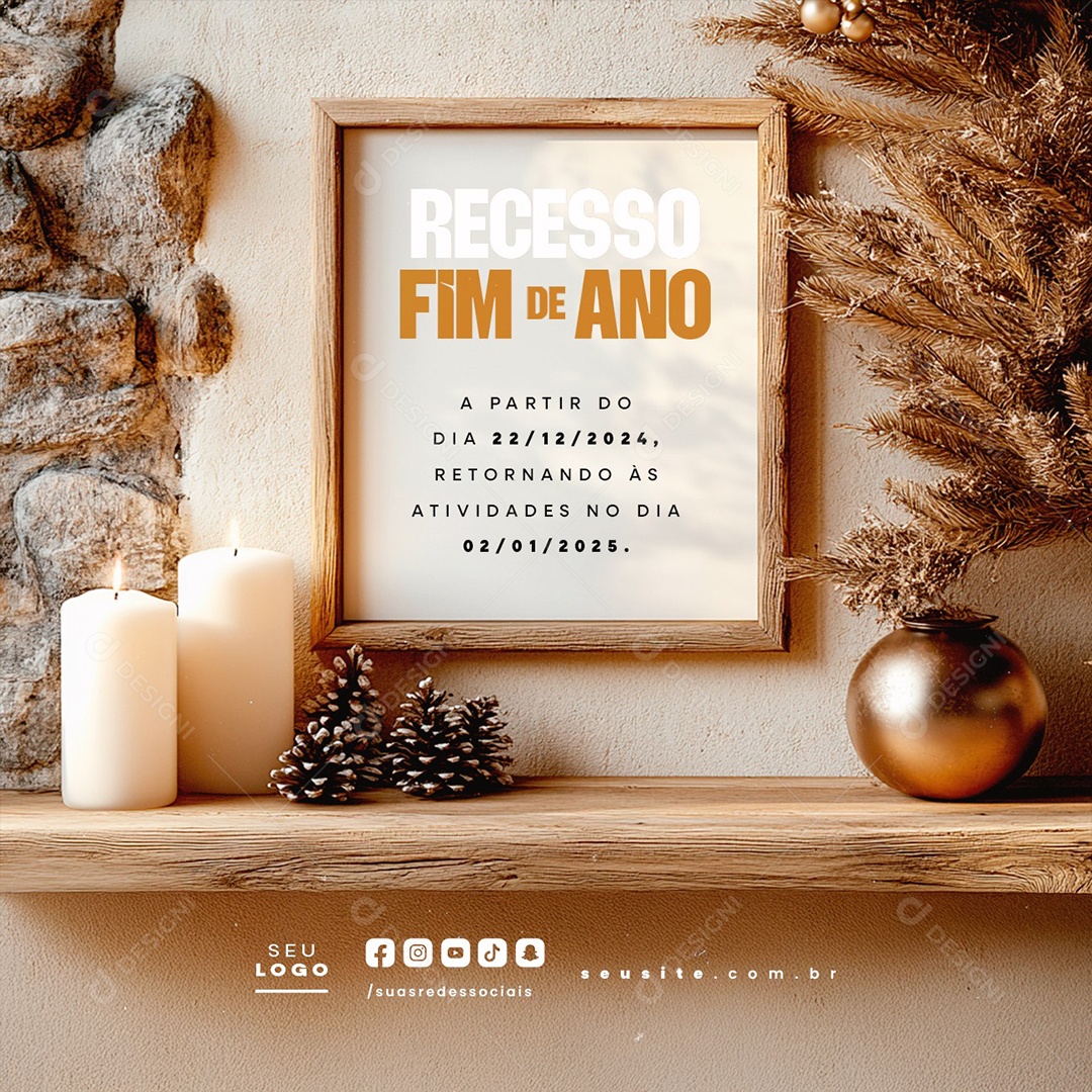 Recesso Fim De Ano Retornando às Atividades Social Media PSD Editável