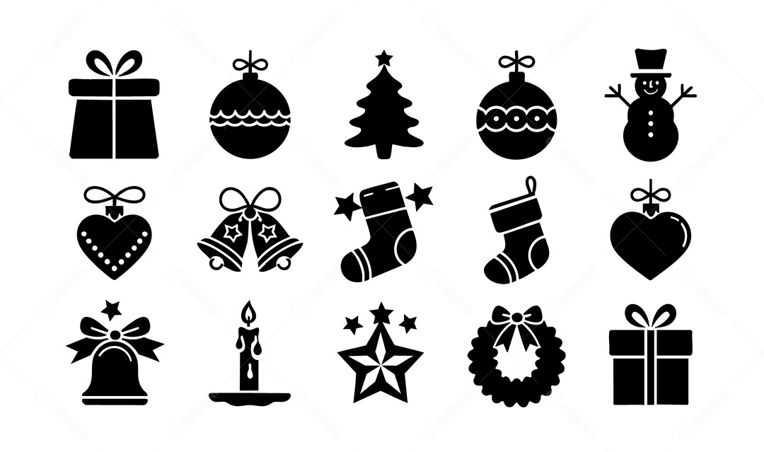 Conjunto de Ícones Natalinos Ilustração Vetor EPS