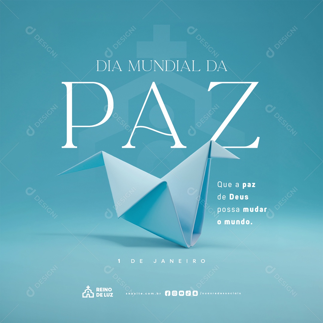 Dia Mundial da Paz 01 de Janeiro Social Media PSD Editável