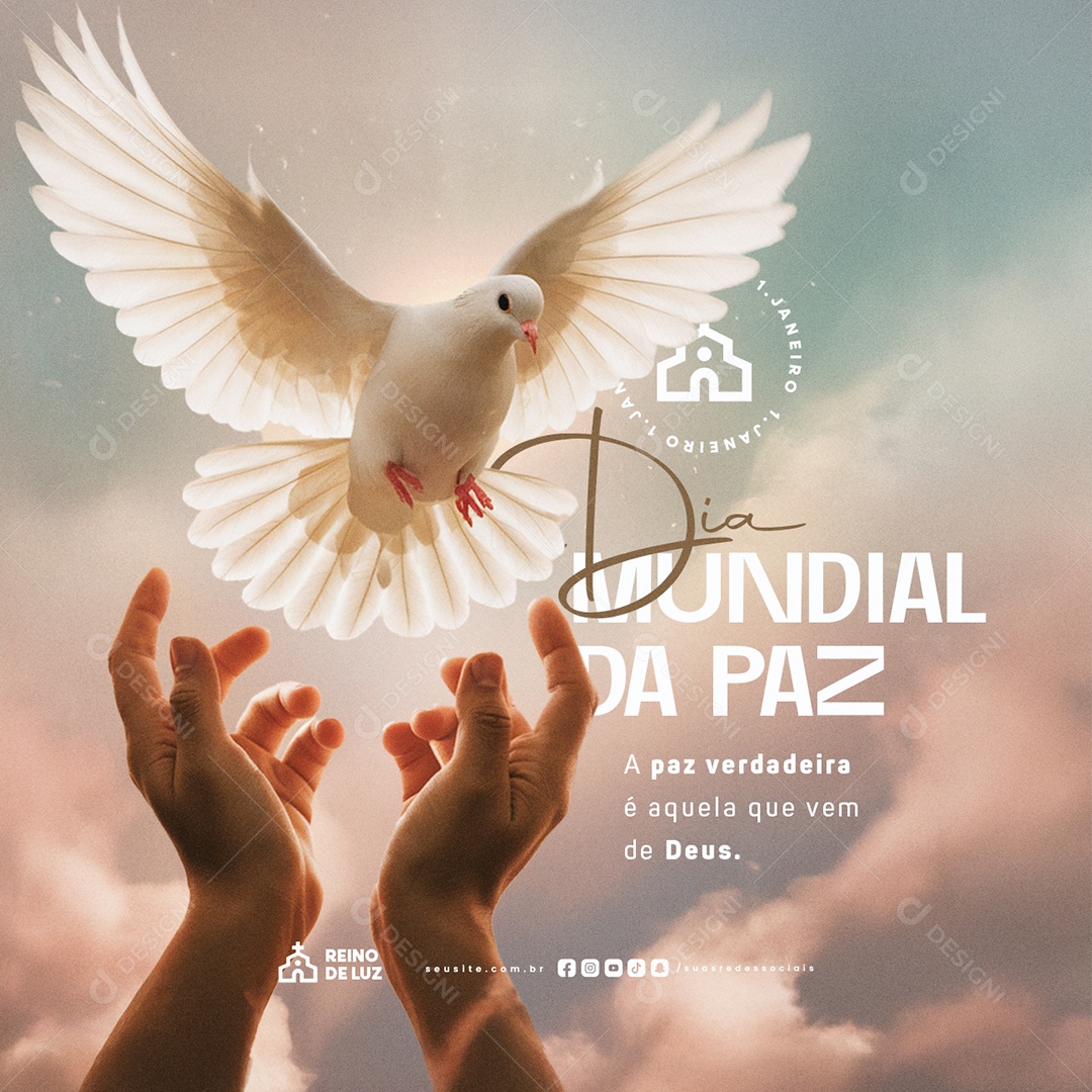 Dia Mundial da Paz 01 de Janeiro A Paz Verdadeira Social Media PSD Editável