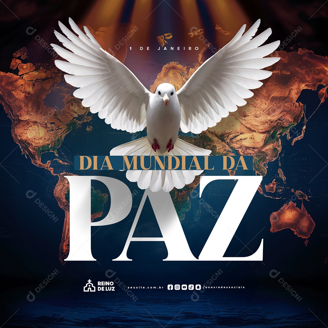 Social Media Dia Mundial da Paz 01 de Janeiro PSD Editável