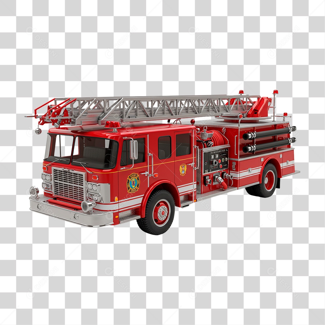 Caminhão Bombeiros Vermelho PNG Transparente