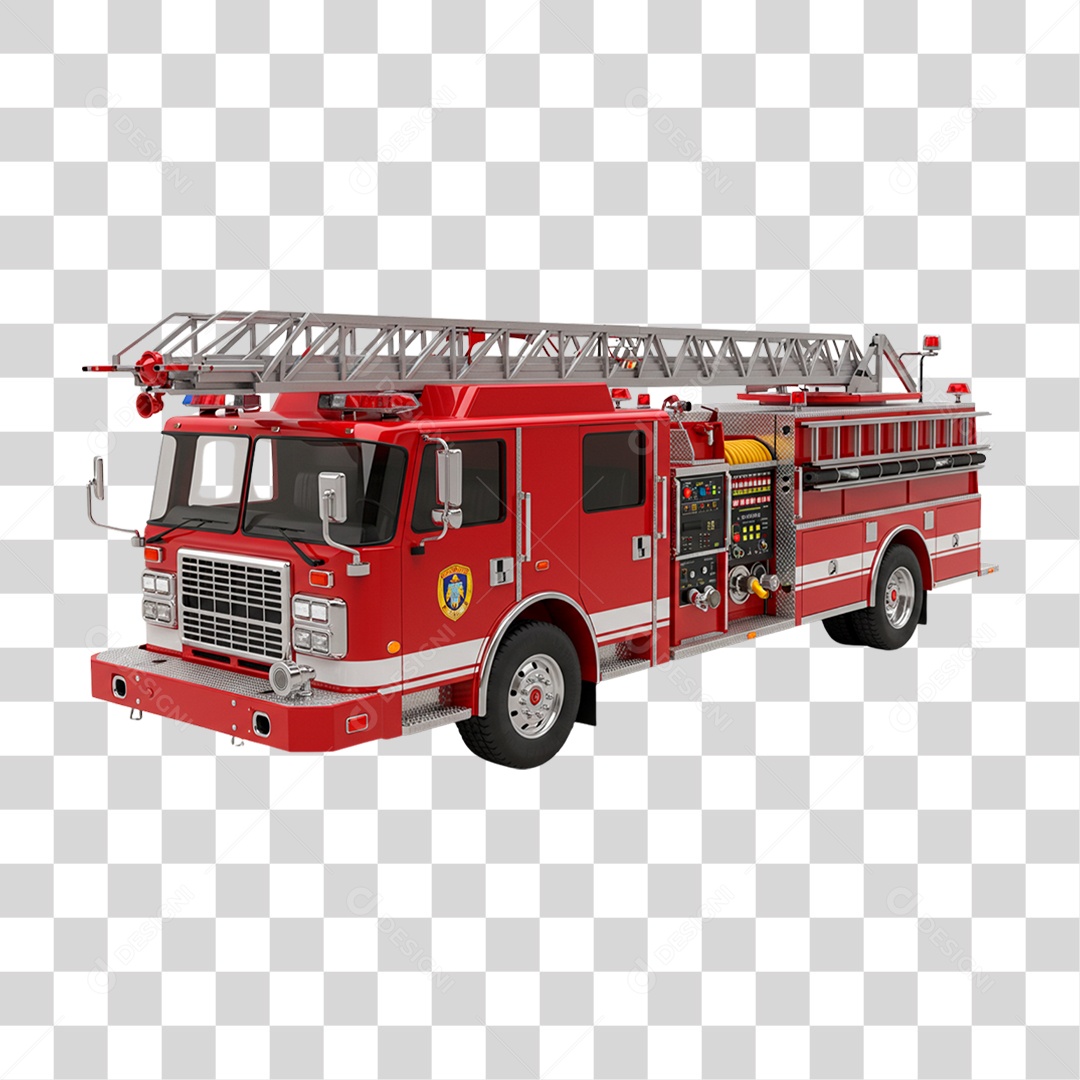 Caminhão de Bombeiros Vermelho PNG Transparente