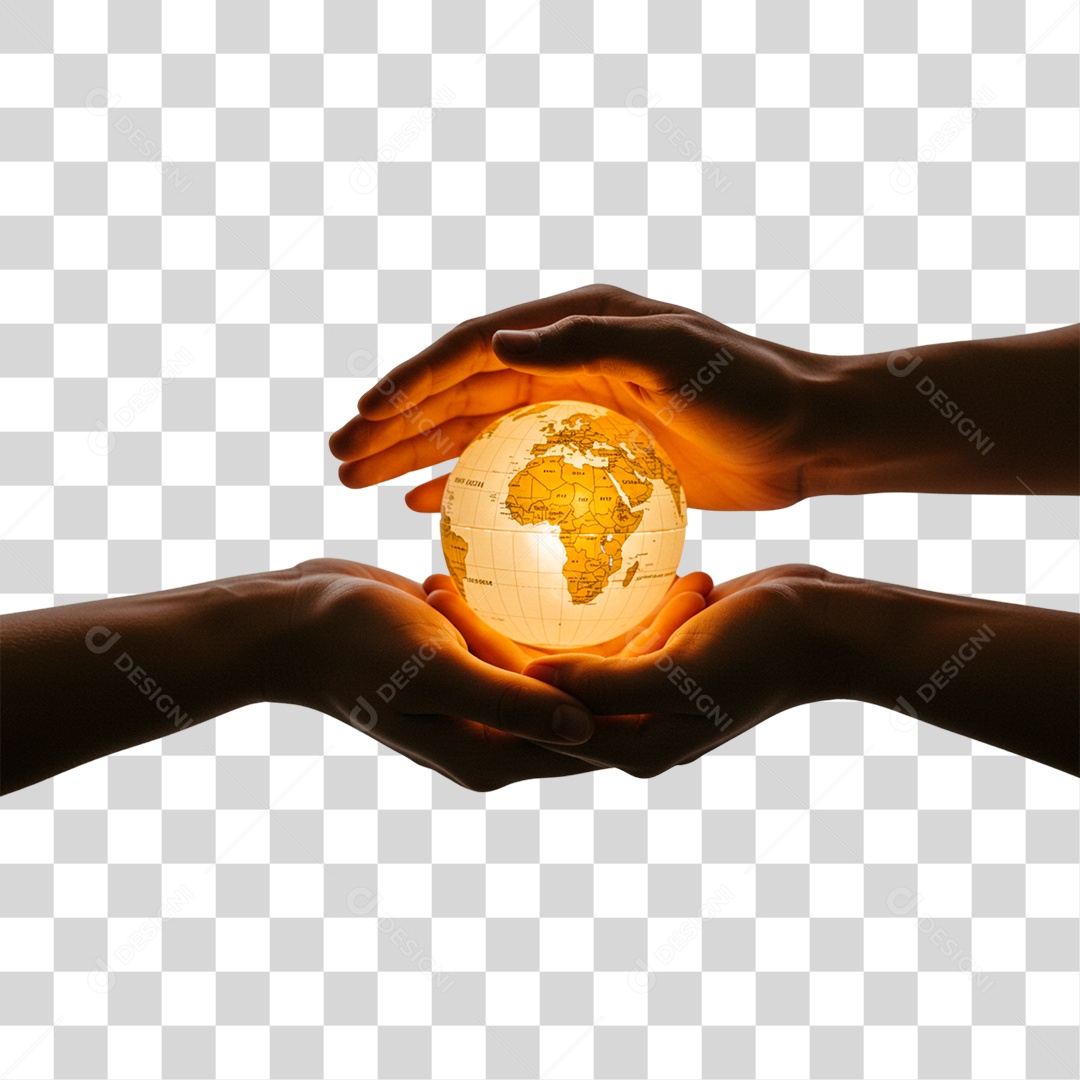 Mãos Segurando um Globo Terrestre PNG Transparente
