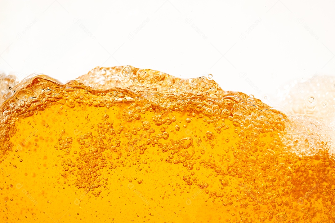 Close up brilhante laranja óleo ou textura de respingos de cerveja e ondas da natureza belas ondas curvas e pequenas bolhas suaves para design gráfico e fundo