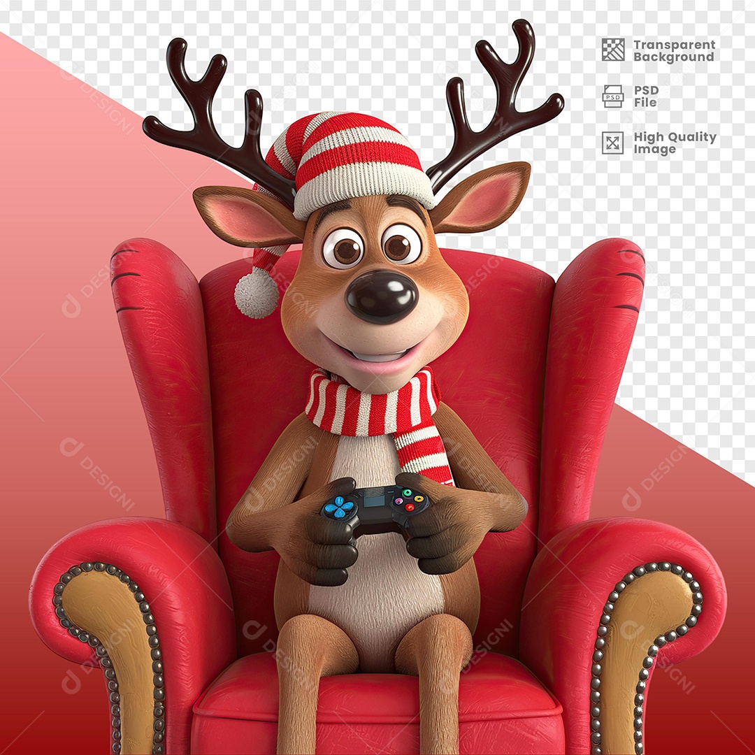 Rena Jogando Video Game Elemento 3D Para Composição PSD