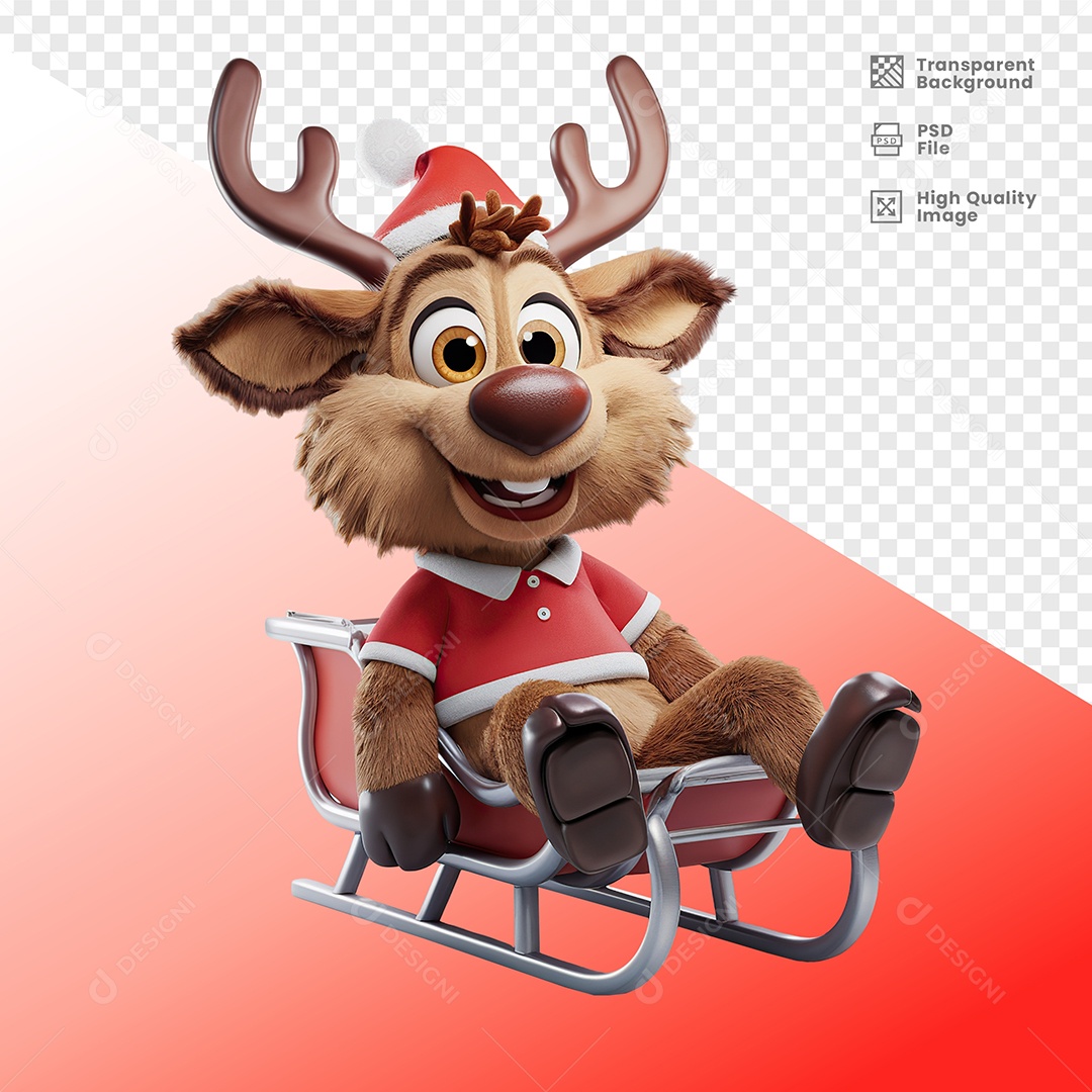 Rena Sentada em Treno transporte natal elemento 3D