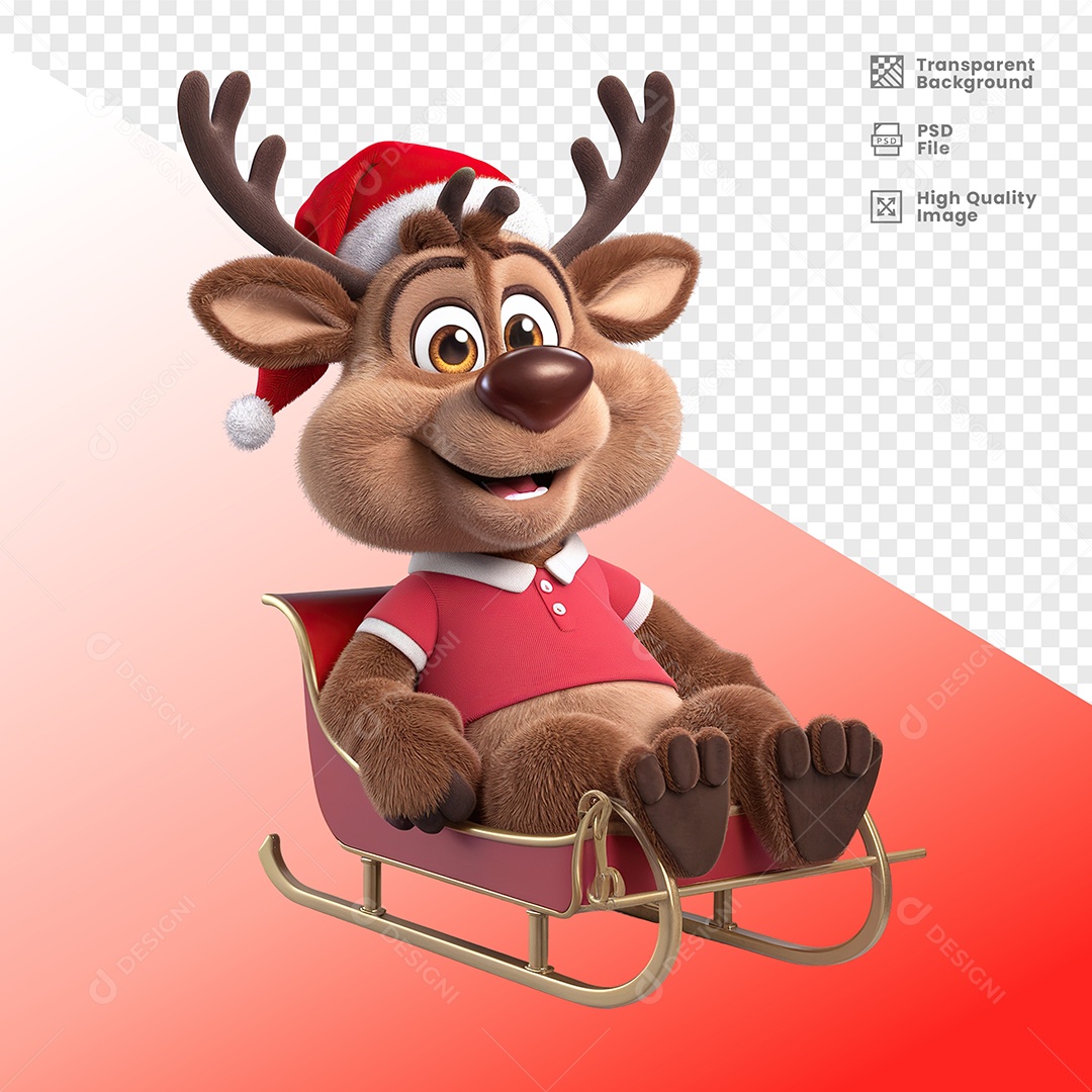 Rena Sentada em Treno transporte natal elemento 3D