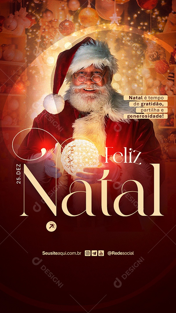 Story Feliz Natal é Tempo de Gratidão Social Media PSD Editável