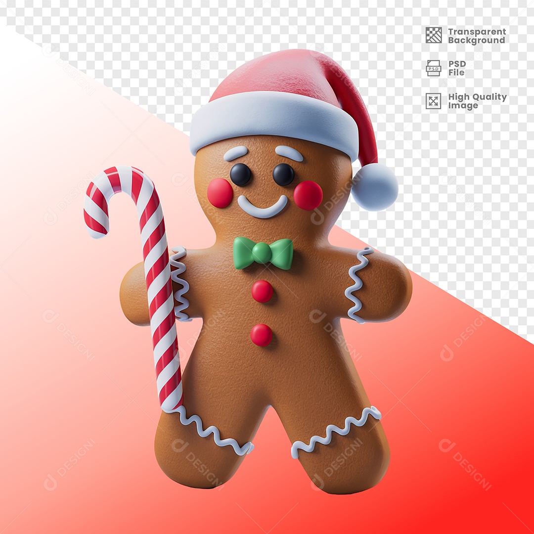 Biscoito Enfeite de natal Elemento 3D para Composição PSD