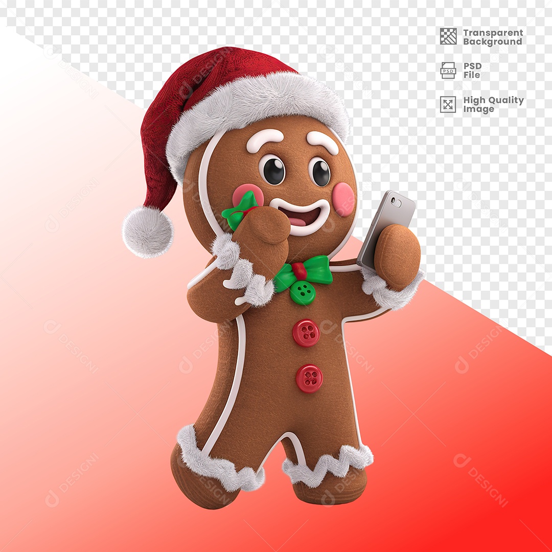 Biscoito Enfeite de natal Elemento 3D para Composição PSD