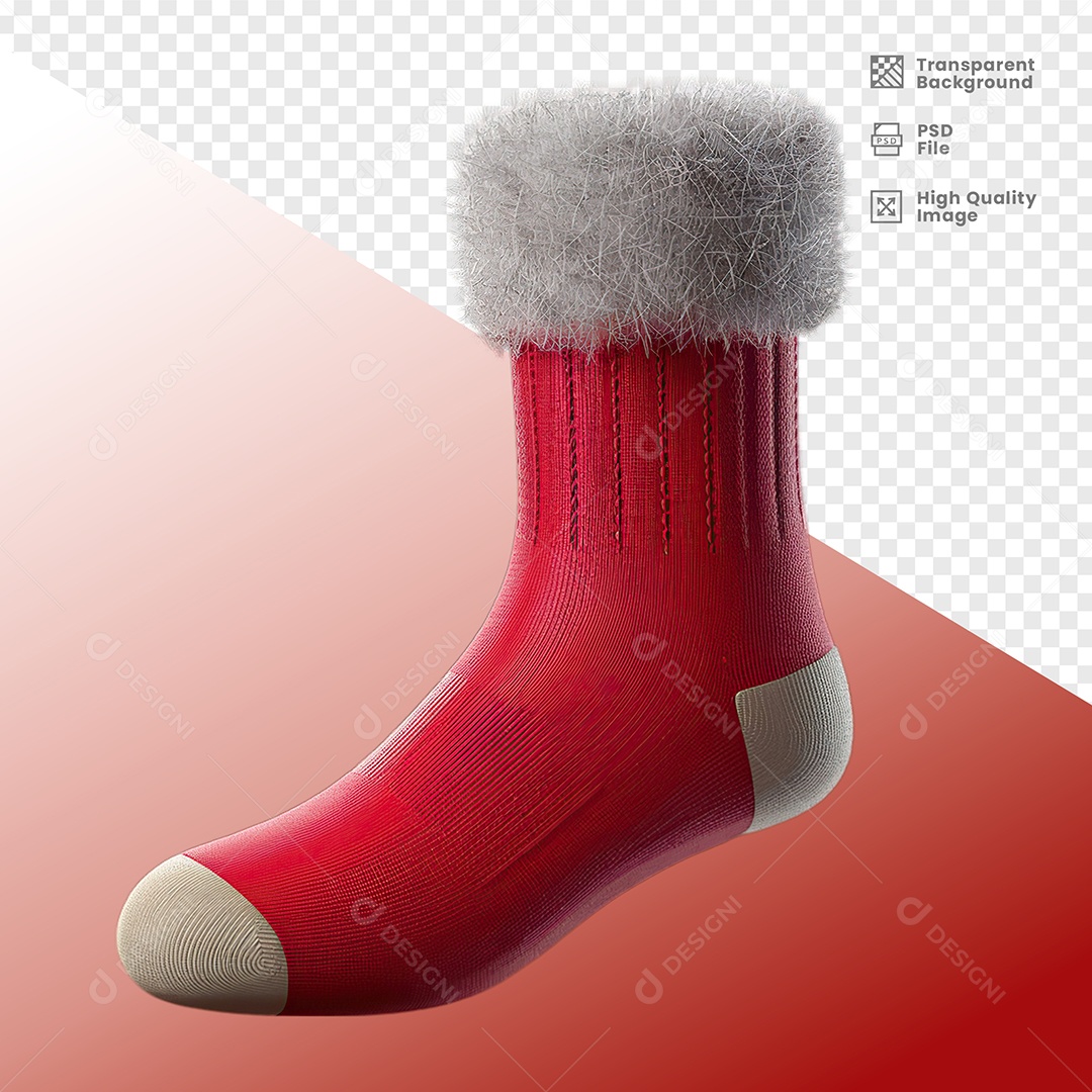 Meia de Natal Elemento 3D para Composição PSD
